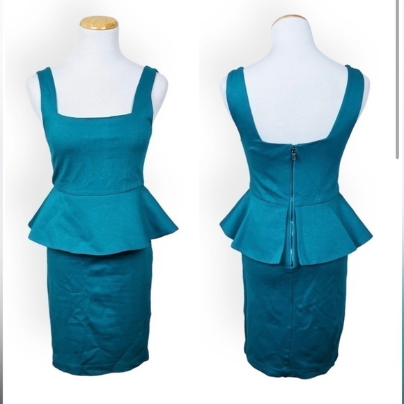 Alice + Olivia Teal Blue Peplum Dress Size 6 - Picture 10 of 12